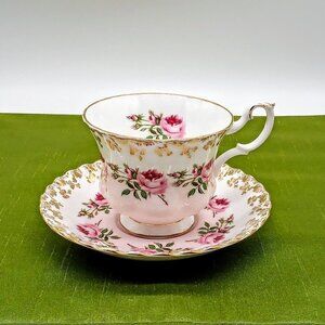 Vintage Royal Albert Bridesmaid Roses Pink Bone China Cup Saucer
